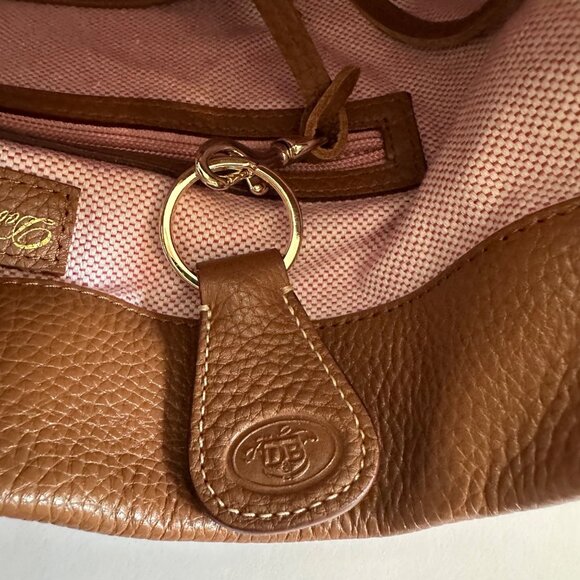 Dooney & Bourke Purse Brown Leather Logo Lock Sac Shoulder Tote Pebbled Leather - Picture 14 of 16